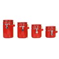 Hds Trading 4 Piece Ceramic Canister Set with Wooden Spoons, Red ZOR95957